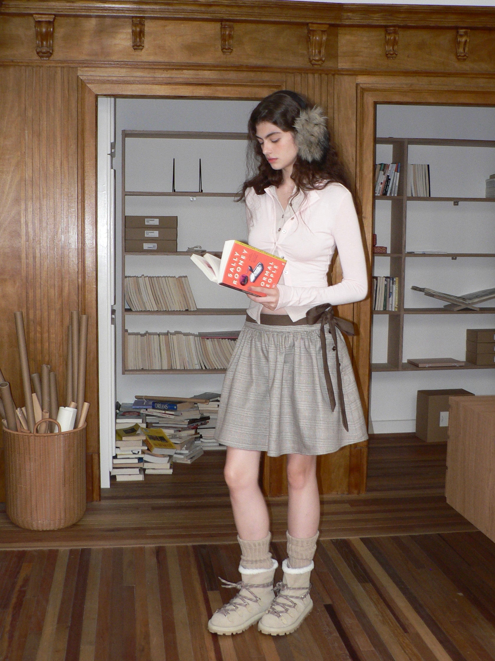 BROWN GLEN CHECK CIRCLE SKIRT